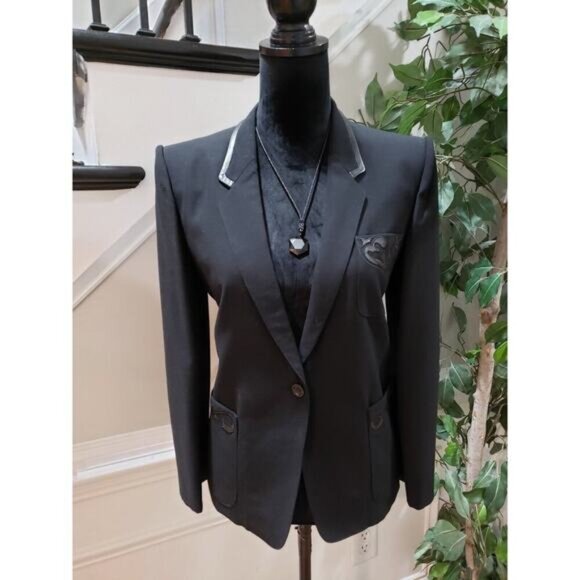 DIANA Women's Black Long Sleeve Single Breasted One Button Blazer Jacket Size M - Picture 1 of 12